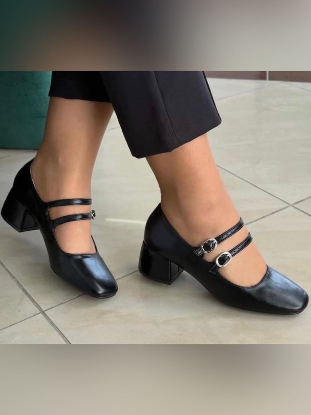 NWT Classic Black Double-Strap Mary Jane Block Heel Pumps
